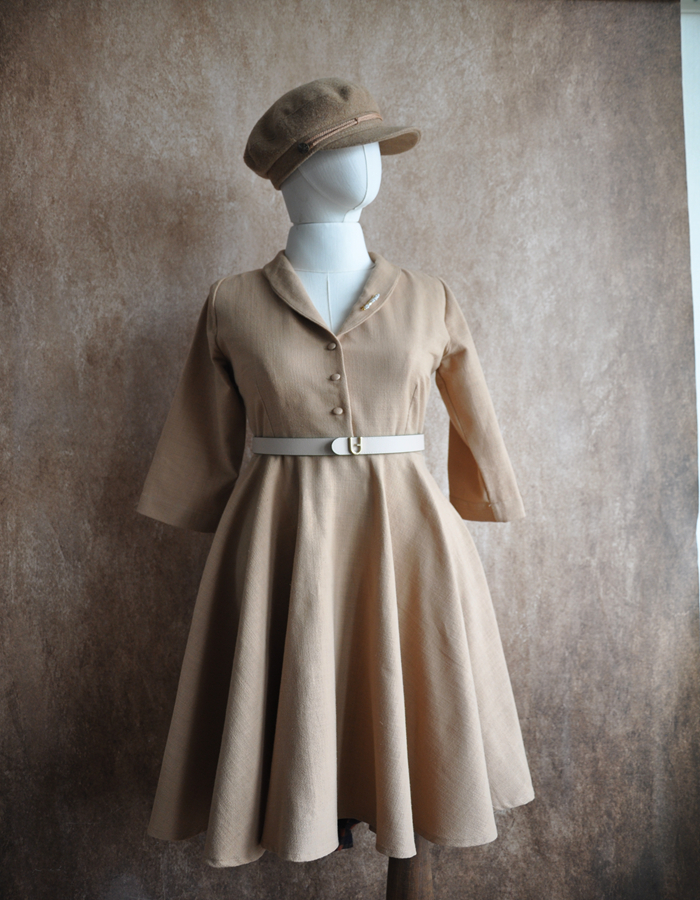 bej  pamuk keten elbise